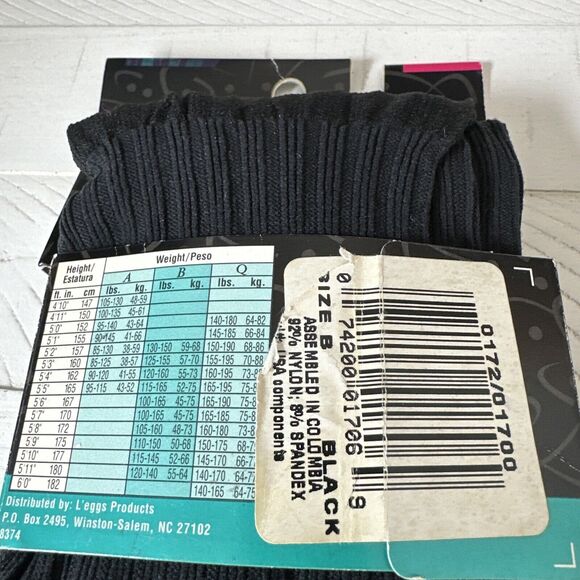Hanes L'eggs Wear Hosiery Textured Tights Pantyhose Black Size B Vintage Unused - Picture 8 of 8